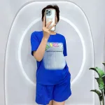Đồ bộ quần đùi áo tay ngắn cổ tròn in chữ nice