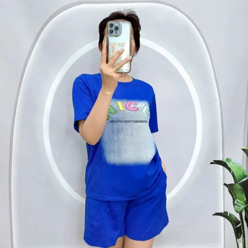 Đồ bộ quần đùi áo tay ngắn cổ tròn in chữ nice
