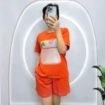 Đồ bộ quần đùi áo tay ngắn cổ tròn in chữ nice
