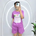 Đồ bộ quần đùi áo tay ngắn cổ tròn in chữ nice