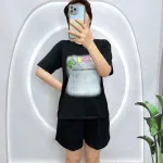 Đồ bộ quần đùi áo tay ngắn cổ tròn in chữ nice