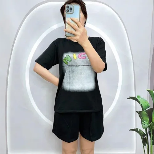 Đồ bộ quần đùi áo tay ngắn cổ tròn in chữ nice