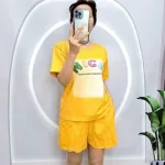 Đồ bộ quần đùi áo tay ngắn cổ tròn in chữ nice