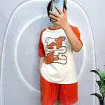 Đồ bộ quần đùi áo tay ngắn cổ tròn in hình