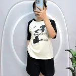 Đồ bộ quần đùi áo tay ngắn cổ tròn in hình