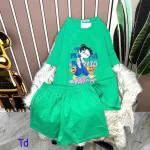Đồ bộ quần đùi áo tay ngắn cổ tròn in hình