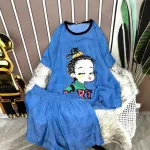 Đồ bộ quần đùi áo tay ngắn cổ tròn in hình bé gái