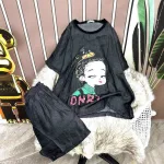 Đồ bộ quần đùi áo tay ngắn cổ tròn in hình bé gái