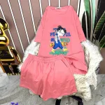 Đồ bộ quần đùi áo tay ngắn cổ tròn in hình bé gái