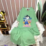 Đồ bộ quần đùi áo tay ngắn cổ tròn in hình bé gái