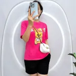 Đồ bộ quần đùi áo tay ngắn cổ tròn in hình gấu