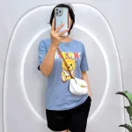 Đồ bộ quần đùi áo tay ngắn cổ tròn in hình gấu