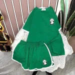 Đồ bộ quần đùi áo tay ngắn cổ tròn in hình gấu