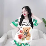 Đồ bộ quần đùi áo tay ngắn cổ tròn in hình mèo