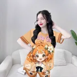Đồ bộ quần đùi áo tay ngắn cổ tròn in hình mèo