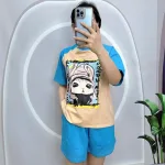 Đồ bộ quần đùi áo tay ngắn cổ tròn in hình thỏ