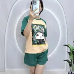 Đồ bộ quần đùi áo tay ngắn cổ tròn in hình thỏ