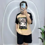 Đồ bộ quần đùi áo tay ngắn cổ tròn in hình thỏ