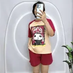 Đồ bộ quần đùi áo tay ngắn cổ tròn in hình thỏ