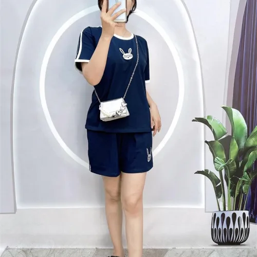 Đồ bộ quần đùi áo tay ngắn cổ tròn in hình thỏ