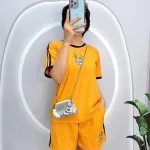 Đồ bộ quần đùi áo tay ngắn cổ tròn in hình thỏ