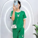 Đồ bộ quần đùi áo tay ngắn cổ tròn in hình thỏ