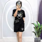 Đồ bộ quần đùi áo tay ngắn cổ tròn in hình trái tim
