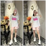 Đồ bộ quần đùi áo tay ngắn cổ tròn in số