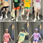 Đồ bộ quần đùi áo tay ngắn cổ tròn in số