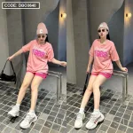 Đồ bộ quần đùi áo tay ngắn cổ tròn in số