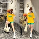 Đồ bộ quần đùi áo tay ngắn cổ tròn in số