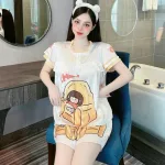 Đồ bộ quần đùi áo tay ngắn cổ tròn mặc nhà