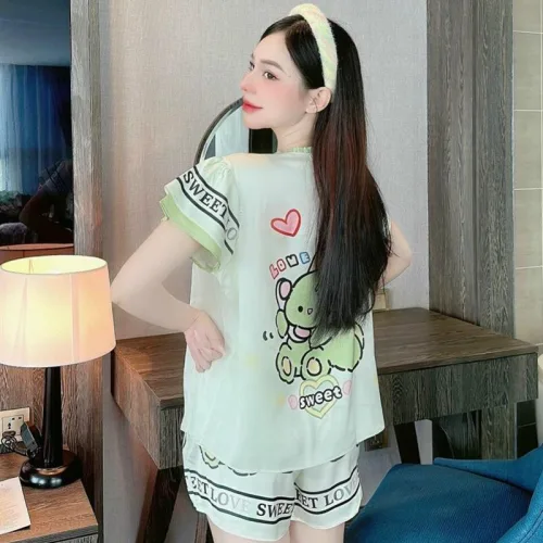 Đồ bộ quần đùi áo tay ngắn cổ tròn mặc nhà