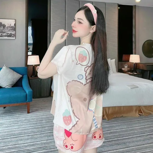 Đồ bộ quần đùi áo tay ngắn cổ tròn mặc nhà