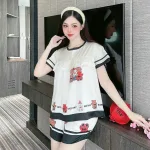 Đồ bộ quần đùi áo tay ngắn cổ tròn mặc nhà