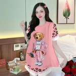 Đồ bộ quần đùi áo tay ngắn cổ tròn siêu mát in hình dể thương