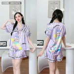 Đồ bộ quần đùi áo tay ngắn cổ v hoạ tiết