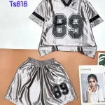 đồ bộ quần đùi áo tay ngắn cổ v in số 89