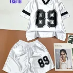 đồ bộ quần đùi áo tay ngắn cổ v in số 89