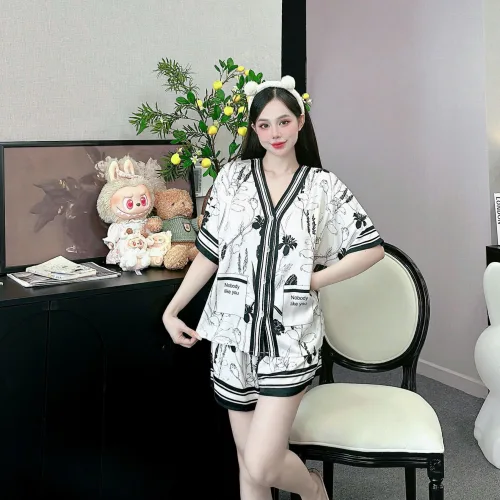 đồ bộ quần đùi áo tay ngắn cổ viền V nhiều hình khác nhau