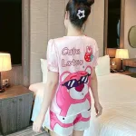 Đồ bộ quần đùi áo tay ngắn cổ vuông hoạ tiết