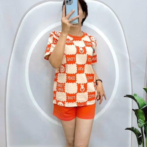Đồ bộ quần đùi áo tay ngắn hình ô vuông