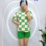 Đồ bộ quần đùi áo tay ngắn hình ô vuông