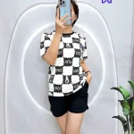 Đồ bộ quần đùi áo tay ngắn hình ô vuông