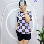 Đồ bộ quần đùi áo tay ngắn hình ô vuông