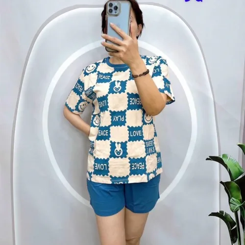 Đồ bộ quần đùi áo tay ngắn hình ô vuông