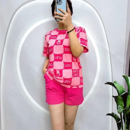 Đồ bộ quần đùi áo tay ngắn hình ô vuông