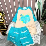 Đồ bộ quần đùi áo tay ngắn in chữ