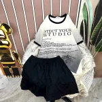 Đồ bộ quần đùi áo tay ngắn in chữ
