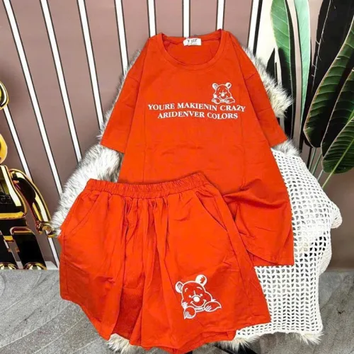 Đồ bộ quần đùi áo tay ngắn in chữ